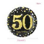 50th 60th 70th 80th Gold Disposable Party Tableware
