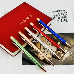 Quality New Arrival Rhombus Diamond Cutting Surface Colorful Metal Ball Pen For School wholesale