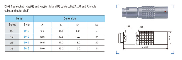 Custom Design DHG 1B Waterproof Circular Connector 8 Pin For Video Camera