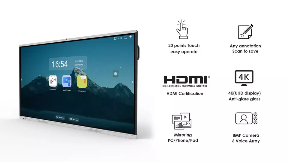 Multi Touch Screen 100 Inch Smart Board Windows Or Android System