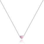 Rhodium Plated Small Pink Heart Valentine'S Day Women'S 925 Sterling Silver