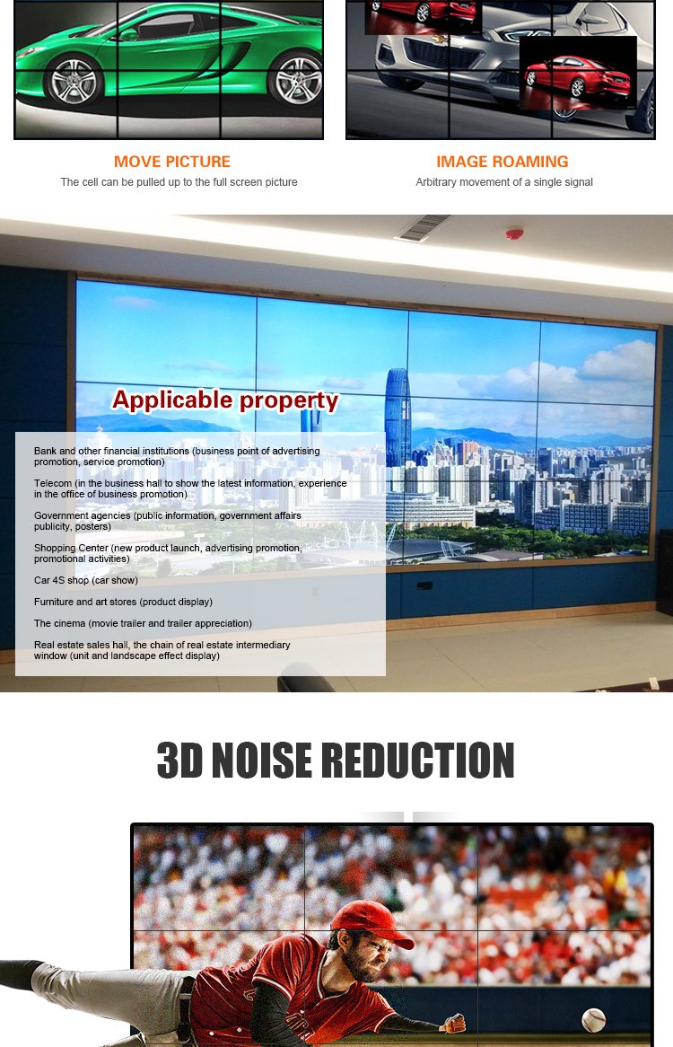 Ultra Narrow Zero Bezel LCD Video Wall Indoor Wall Mount Full Screen Lcd Monitors