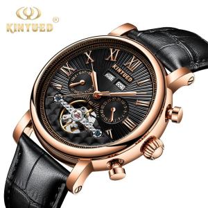 Quality Gold Cover Minimalist Mechanical Watch Comfortable Soft Black Strap wholesale