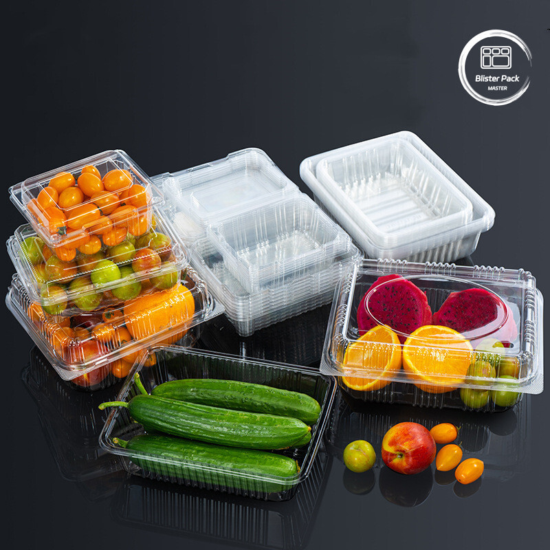 Grapes Lychees & Cherries PET Clamshell Food Containers Transparent Plastic Boxes