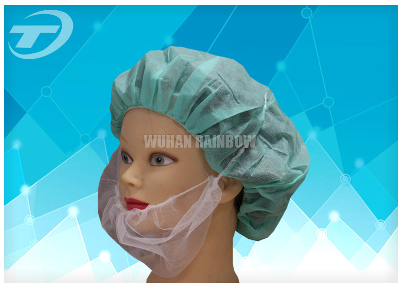 Blue / White Nonwoven PP Disposable Beard Cover with Single Elastic 9gsm , 18"*8"