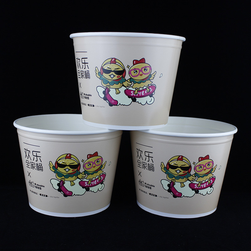 Safe Food Popcorn Chicken Bucket , Takeaway Paper Bucket Packaging