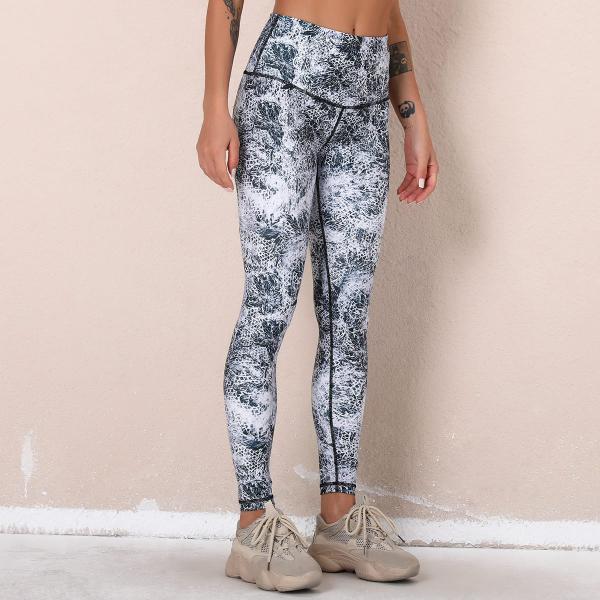Digital print base fitness pants high waist hip lifting exercise tight yoga