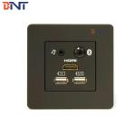 Aluminum Alloy Brushed Panel Wall Mount AV Socket Plate for Hotel AV Furniturte
