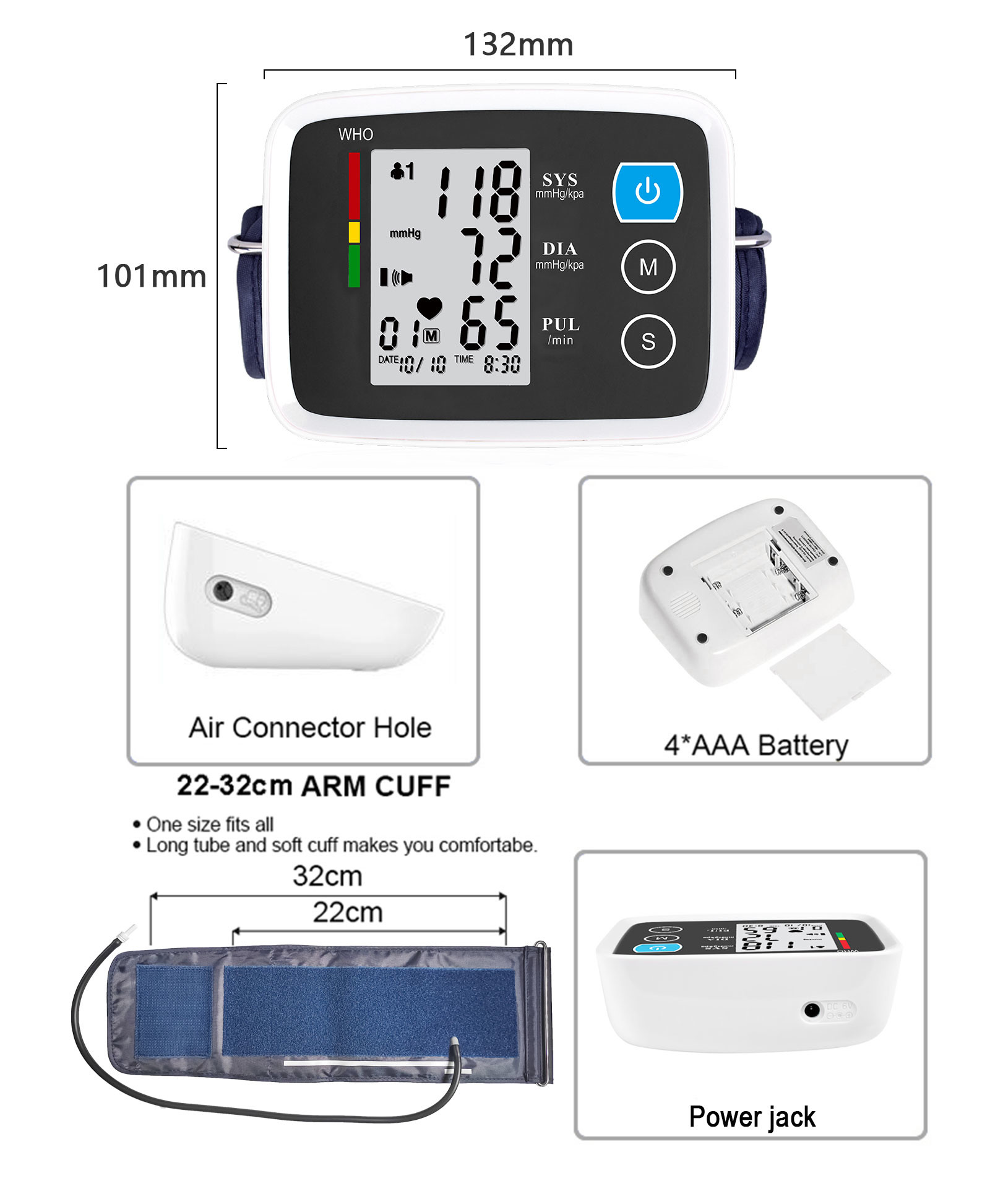 510K CE Arm Blood Pressure Monitor Digital BP Machine Sphygmomanometer OEM