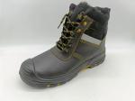 Slip Resistant Winter Insulated Work Boots Brown Leather Steel Toe Shoes For Men