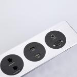 Brushed Aluminum Recessed Desk Power Outlet Grommet In Office Desk
