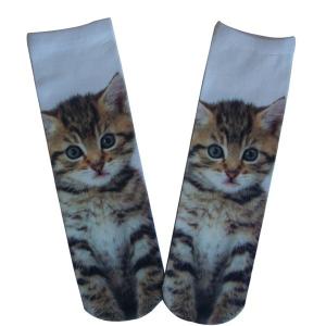 Quality custom cat designs print sublimated socks wholesale