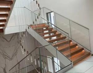 Quality Simple Frameless Stair Balustrade Space Saving Modern Glass Stair Railing wholesale