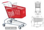 Plastic shopping trolley,supermarket trolley,plastic and metal trolley