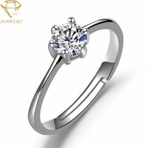 Quality Rhodium Plating 925 Sterling Silver Diamond Ring Pave Setting wholesale