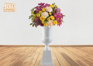 Quality Durable Fiberglass Planters Floor Vase Glossy White wholesale