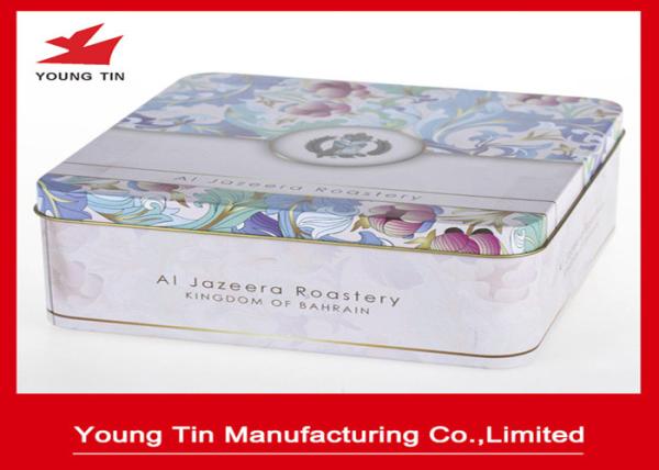 Custom Tinplate Material CMYK Printing Square Biscuit / Cookie Tin Box ISO 9001
