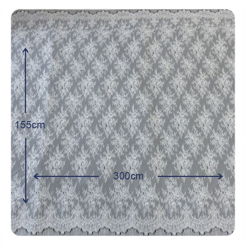 150CM Wedding Dress Floral Lace Fabric Chantilly OEM Textile Floral Fabric