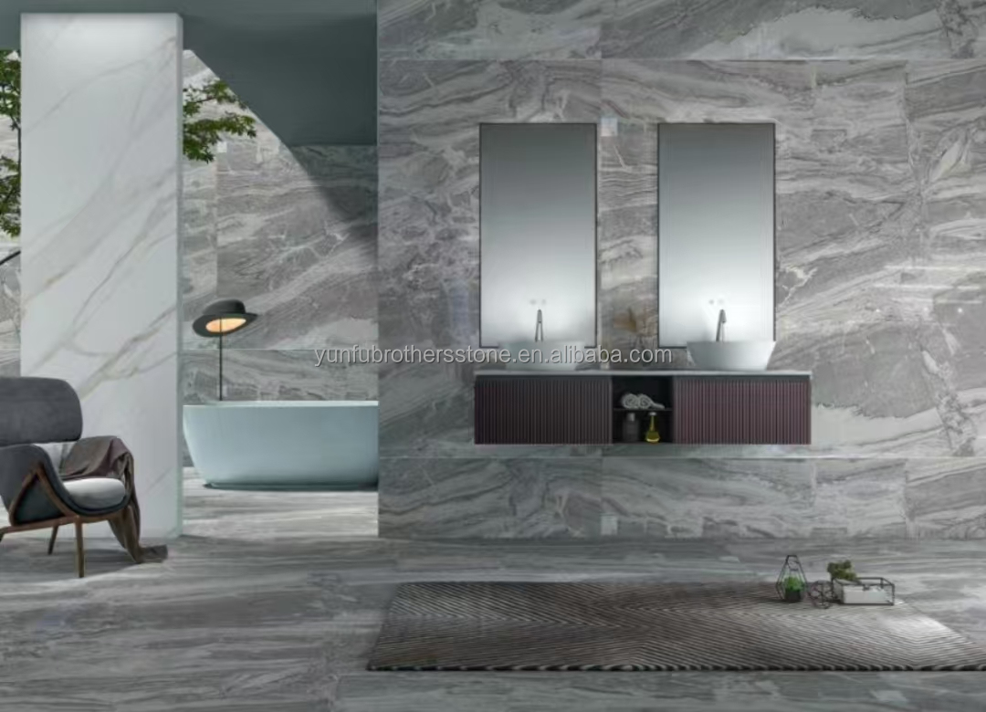 Polished Serbian Grey Marble Wall Panels for High End Interior Decoration