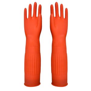 Quality Red Waterproof Extra Long Sleeve Rubber Gloves For Kitchen Cleaning wholesale