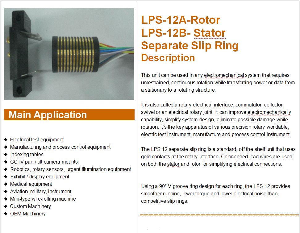 CE 12 Circuits Electrical Swivel Connector Slip Ring