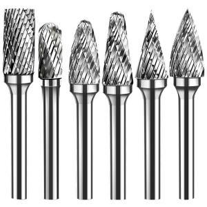 Quality Unicolor 6mm 6.35mm Shank Solid Cutting Tools Tungsten Burs Rotary Set 1/4inch Diameter wholesale