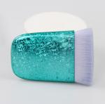 Foundation Face Kabuki Brush Glitter Blue Round Shaped Plastic Handle