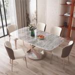 Rectangle Shape Assemble Marble Dining Table For Hotel Purpose