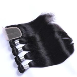 Quality Neobeauty Brazilian Raw Virgin Hair Bundles Straight 4x4 Lace Grade 8A wholesale