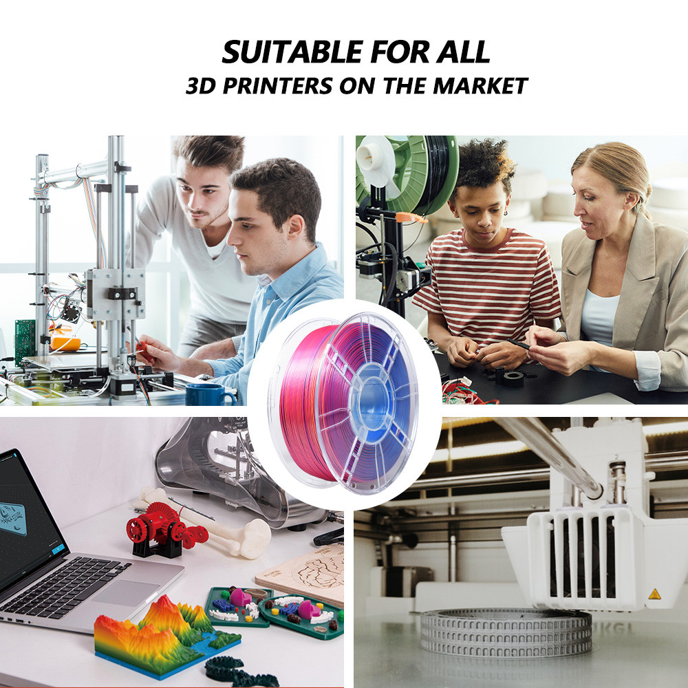 Red Yellow Blue Enhanced Toughness No Bubbles 3D Printer Silk Tri-Color PLA Plus Filament