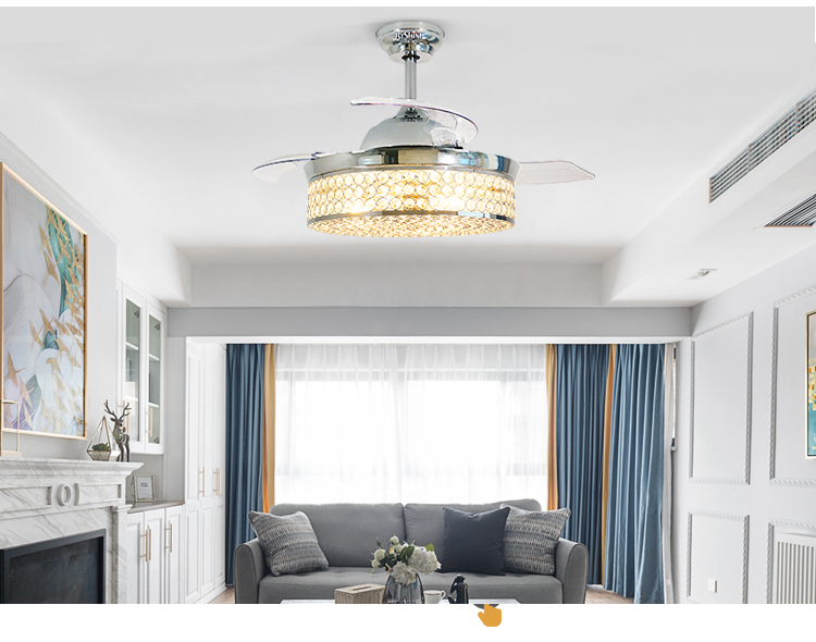 Home Hotel Office 42" Blade Size Ceiling Fan with Low Energy Crystal Light and AC Motor