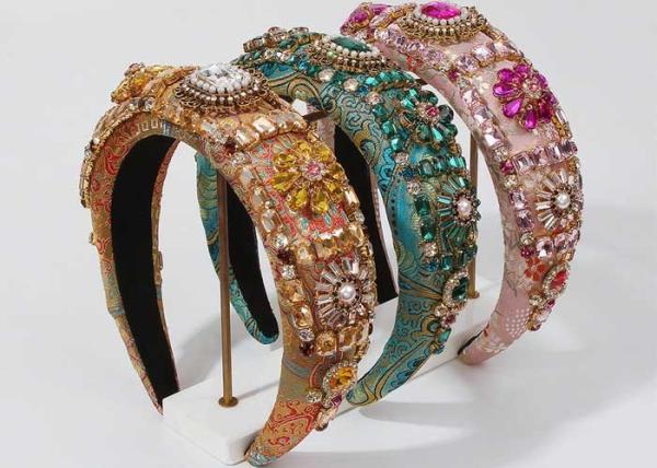 Baroque palace luxurious colorful diamond flower hair hoop headbands ladies ball