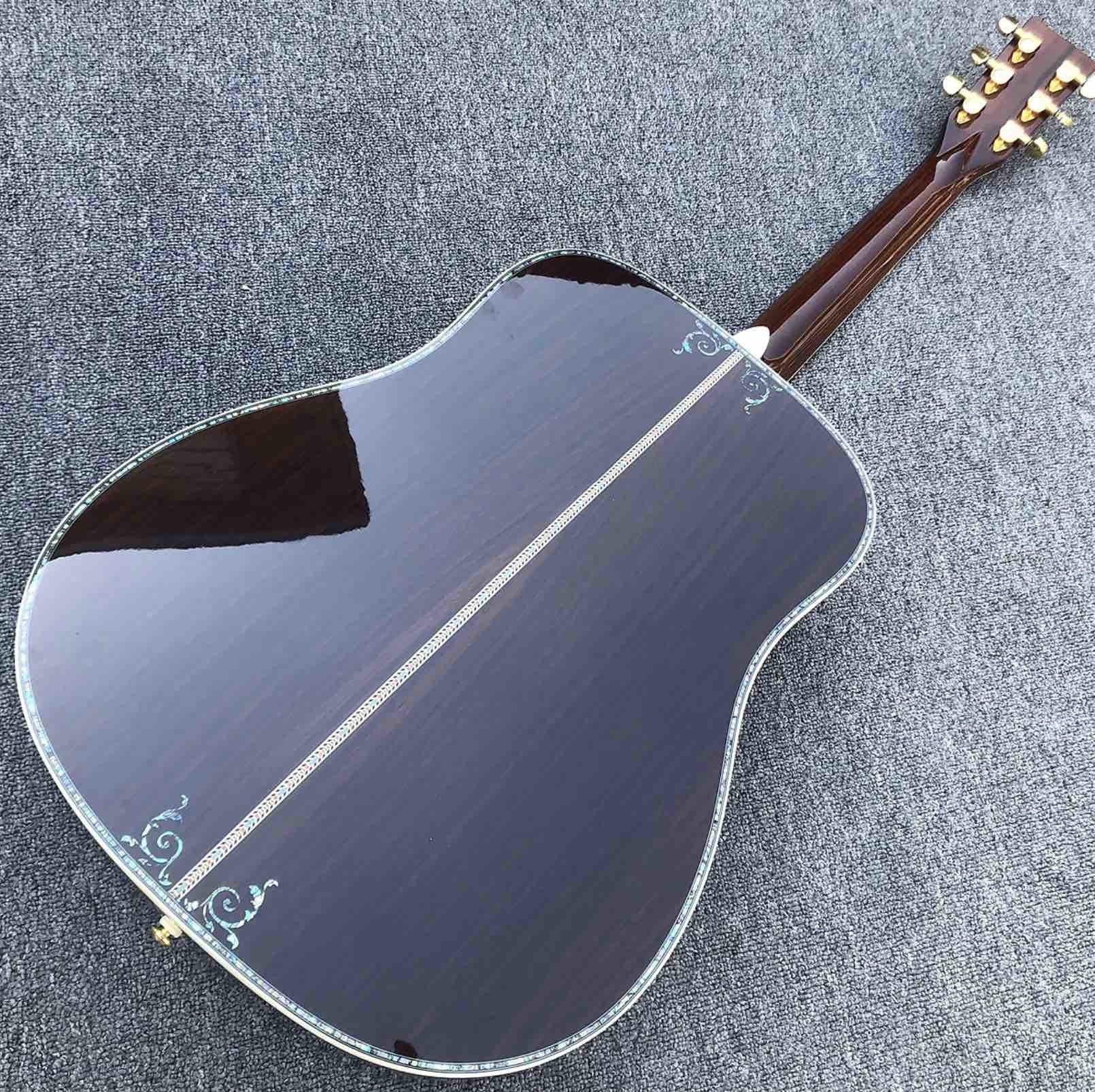 Real Abalone inlays Sunburst Solid spruce top 41 inch D style Acoustic Guitar with ebony fingerboard