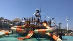 ROHS Mini Water Park Equipment Wood Pirate Ship With Fiberglass Slide
