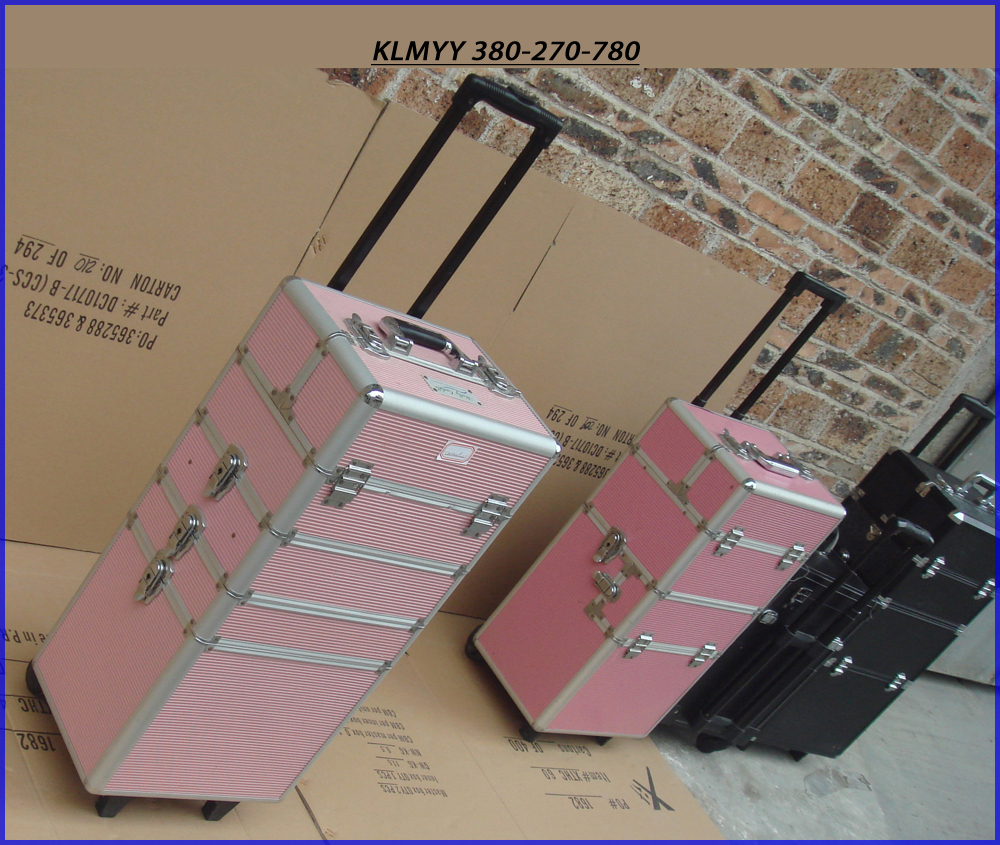 Aluminum Rolling Travel Makeup Cosmetic Case With Trolley