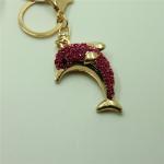 Novelty Dolphin Shape Crystal Lovely Metal Key Chains Women Bag Accessories
