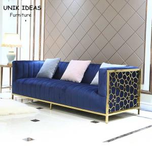 Quality 2 - 3 Seater Living Room Lounge Sofa Stainless Steel Velvet Couch European Style wholesale