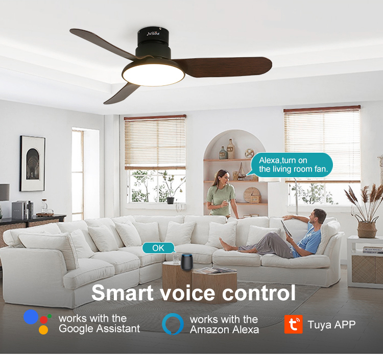Metal Material Ceiling Fan with Low Noise DC Motor and Air Conditioning LED Lighting