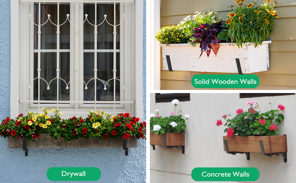Single-side Bracket Carbon Steel Window Planter Box Brackets for Balcony Patio Outdoor