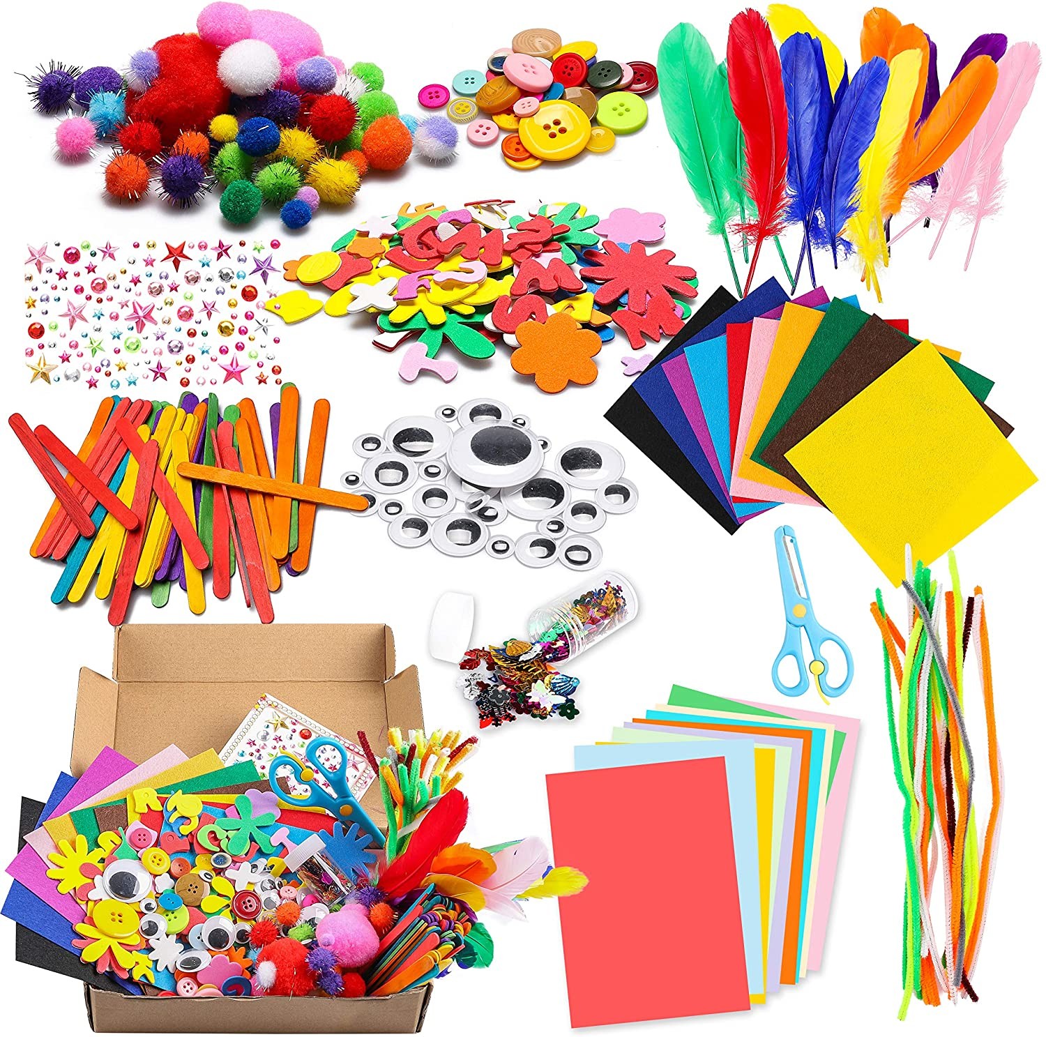 Serrated / jagged natural color, multi-colored wooden craft sticks with teeth for hobbies and children DIY hand-craft