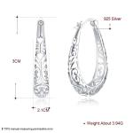 3x2.1cm Silver Alloy Metal Earring Light Gold Polished Sterling Platinum Plated