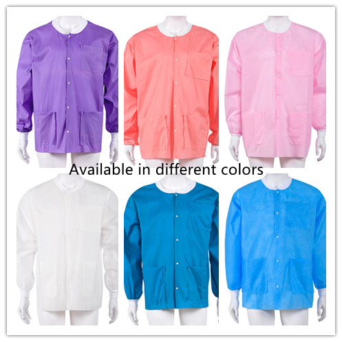 S&J wholesale disposable medical lab jacket nursing short pink custom non woven laboratory lab coat unisex