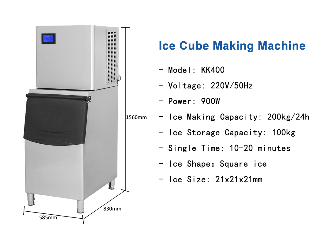 Fast Making Ice Stainless Steel Commercial Ice Cube Maker Machine and Fast Ice Production with 200kg 400kg 500kg Capacity