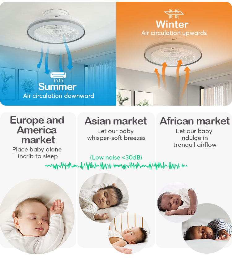 3000-6500K Color Temperature DC Ceiling Fan with Remote Control and Low-Profile Design