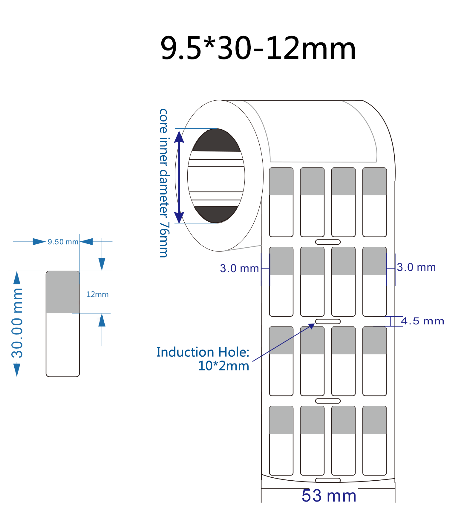 9.5x30-12mm 2mil White Matte Translucent Vinyl Permanent Waterproof Adhesive Labels