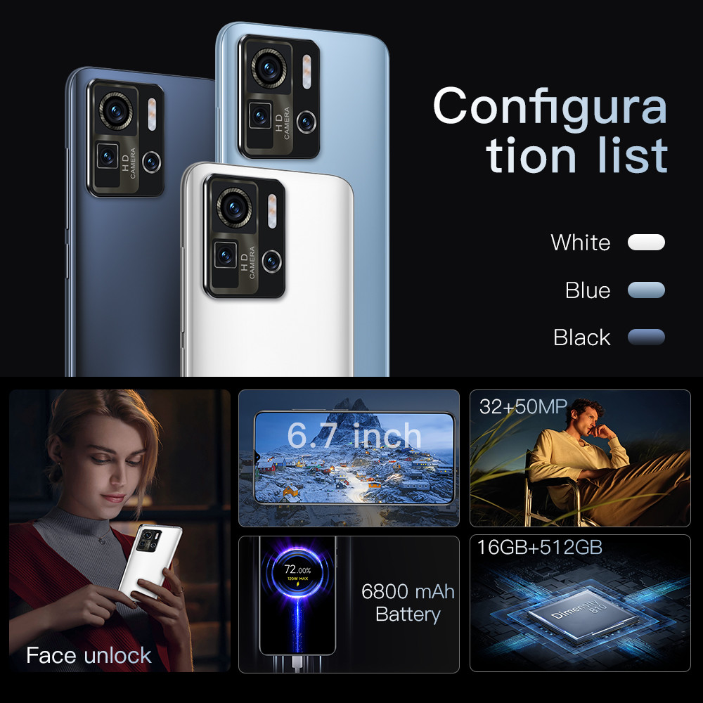 Original Unlock XM MIX4 Full Screen 512GB Android 11 Smartphone Dual SIM Card