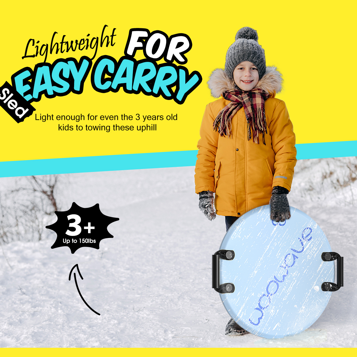 Round 21'' Snow Scooter for Kids Customized Winter Sports Sledding EVA Foam Sleds