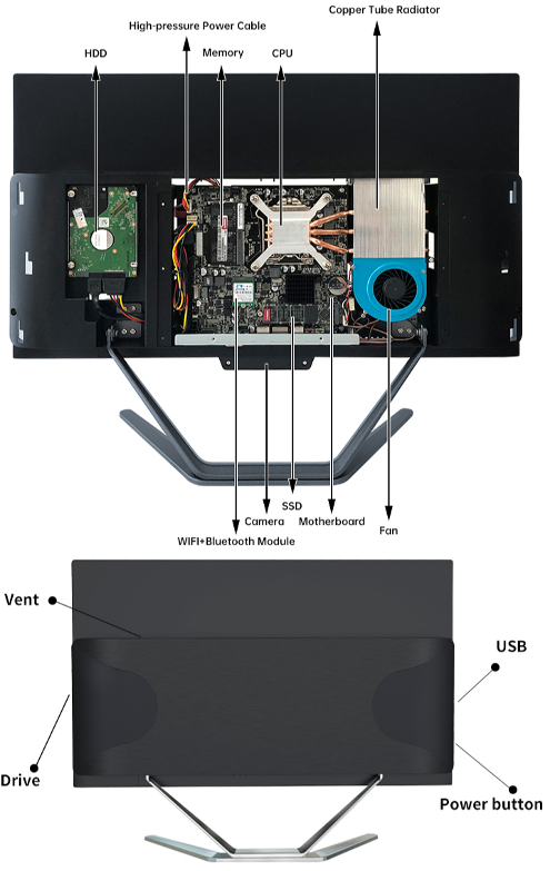 21.5 "23.8" Cheap AIO Core I3 I5 I7 Laptops For Office Gaming computer Desktops Barebone All In One supplier