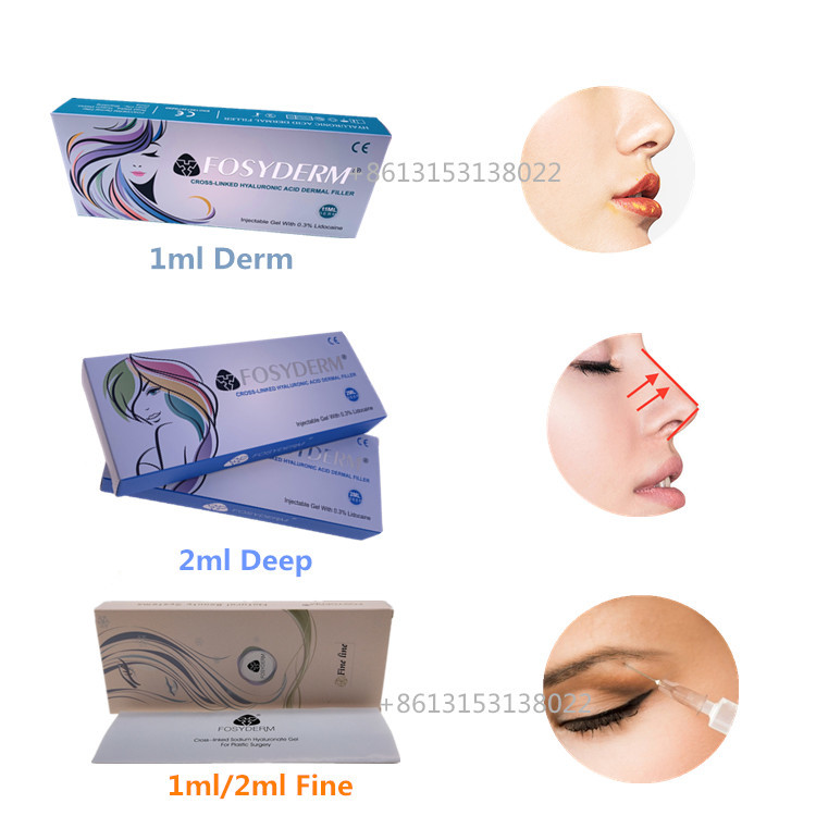Cross Linked Injectable Hyaluronic Acid Gel Dermal Filler 1ml 2ml For Lips Facial Skin
