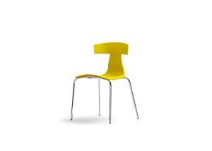 Quality Yellow Metal Patio Dining Chair Curved Backrest Lightweight wholesale